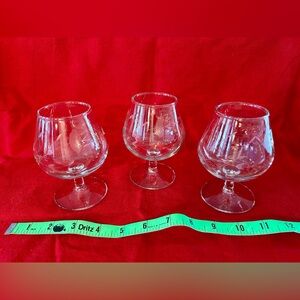 Three Princess House Heritage Etched Glass Brandy Snifters